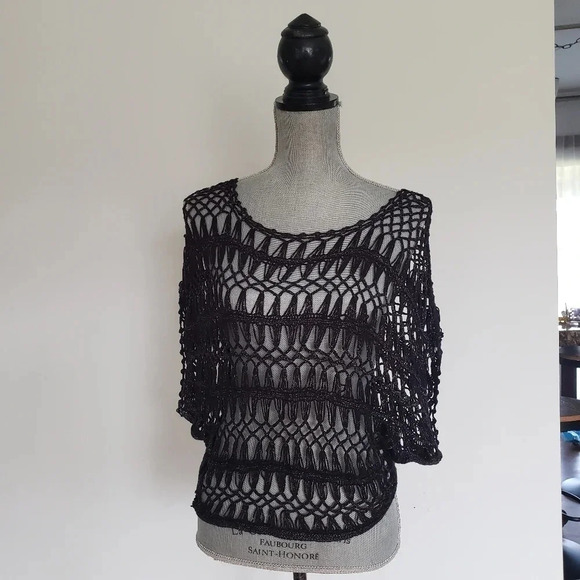 DEB Knit Shrug Boho Sweater Black Short Sleeve XS - Picture 1 of 7
